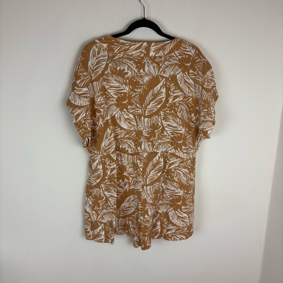 Madewell Lightspun Drawstring Cover-Up Romper in Palm Leaves Size M - Picture 7 of 9